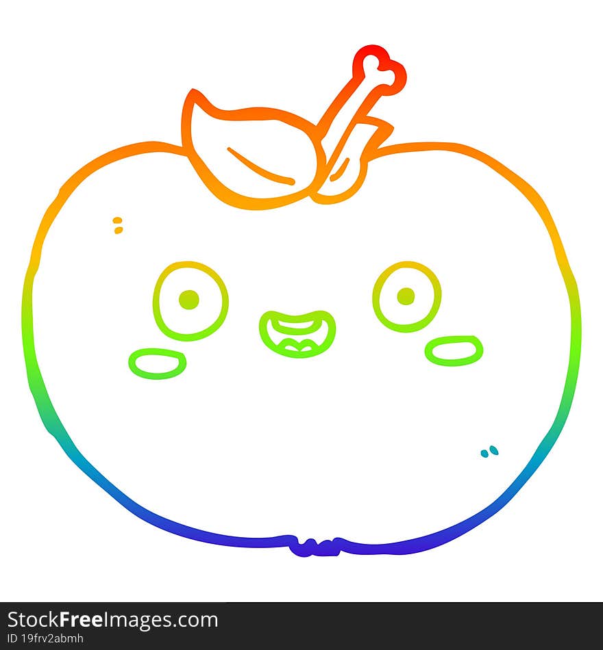 Rainbow Gradient Line Drawing Cartoon Apple