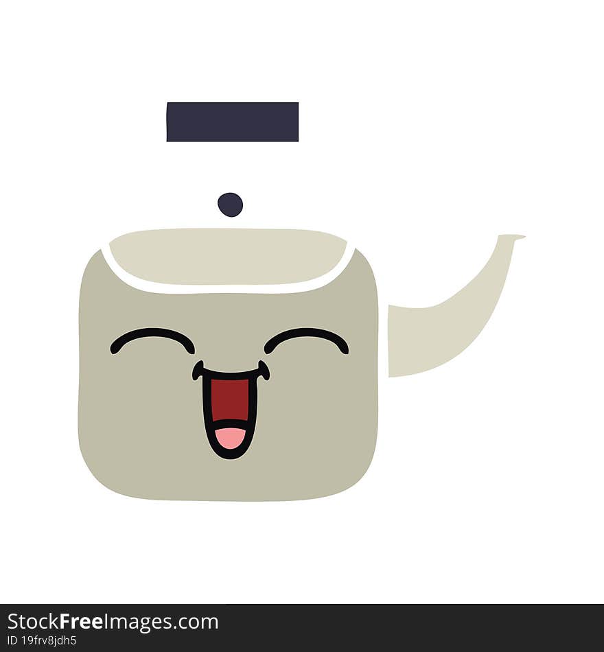 flat color retro cartoon of a kettle