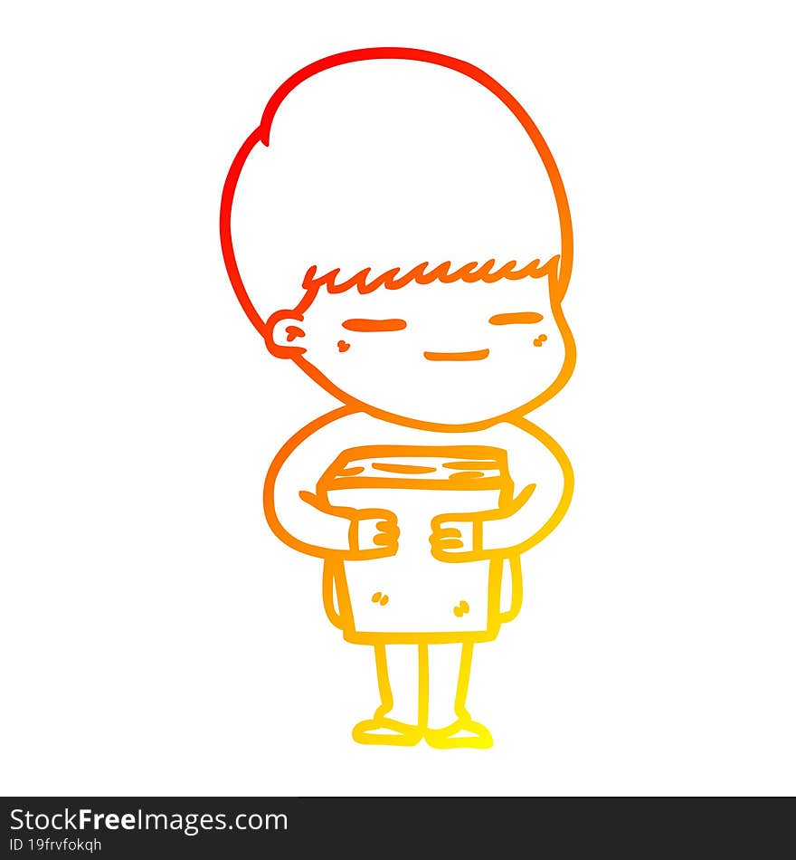 Warm Gradient Line Drawing Cartoon Smug Boy