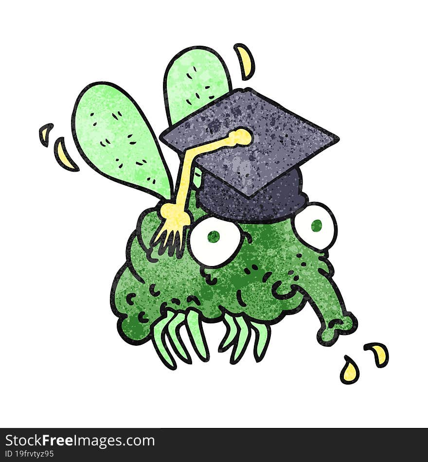 freehand textured cartoon fly graduate