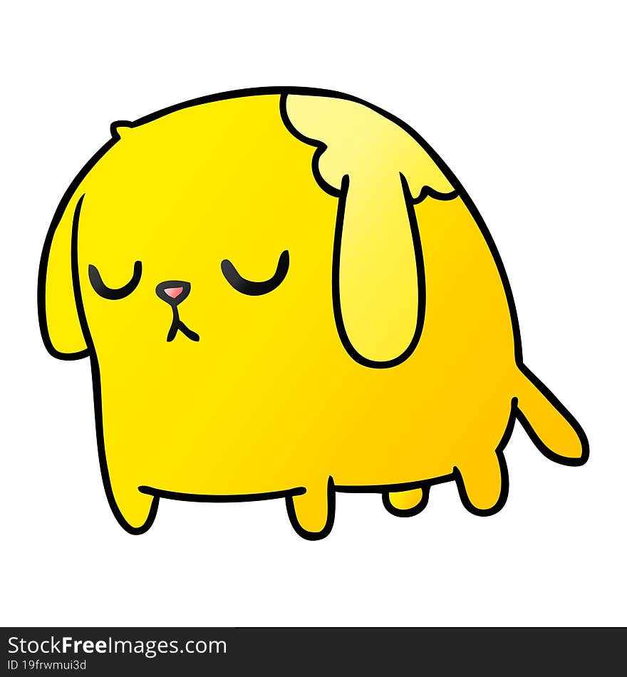 freehand drawn gradient cartoon of cute sad kawaii dog