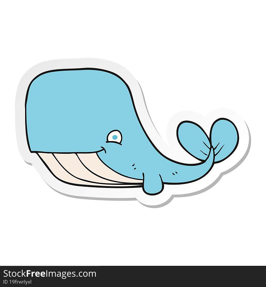 Sticker Of A Cartoon Happy Whale