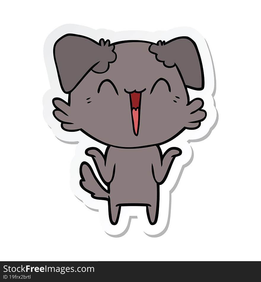 sticker of a happy little dog cartoon