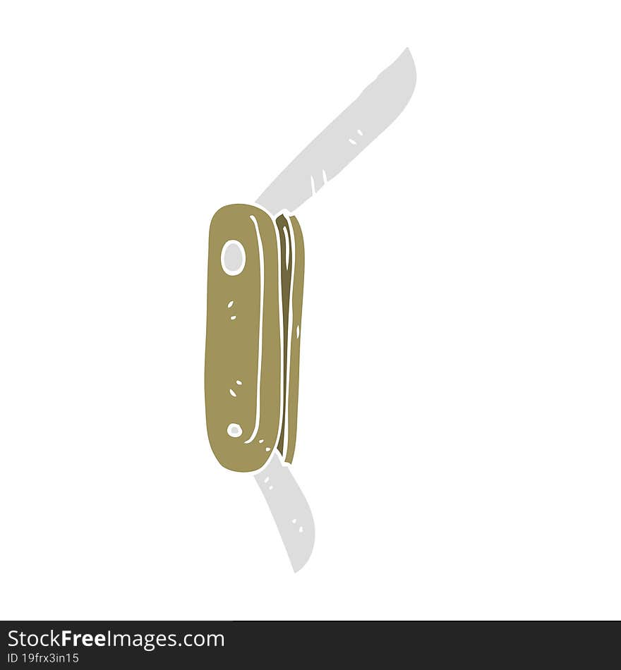 Flat Color Illustration Of A Cartoon Folding Knife