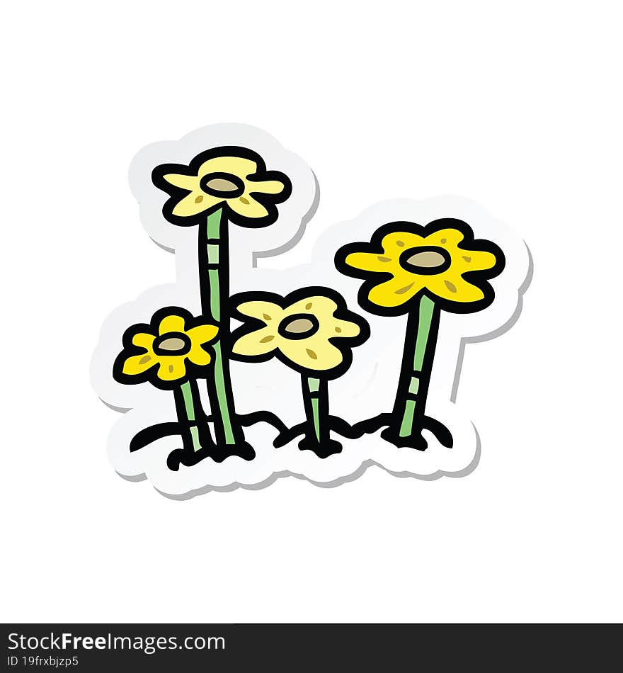 sticker of a cartoon flowers