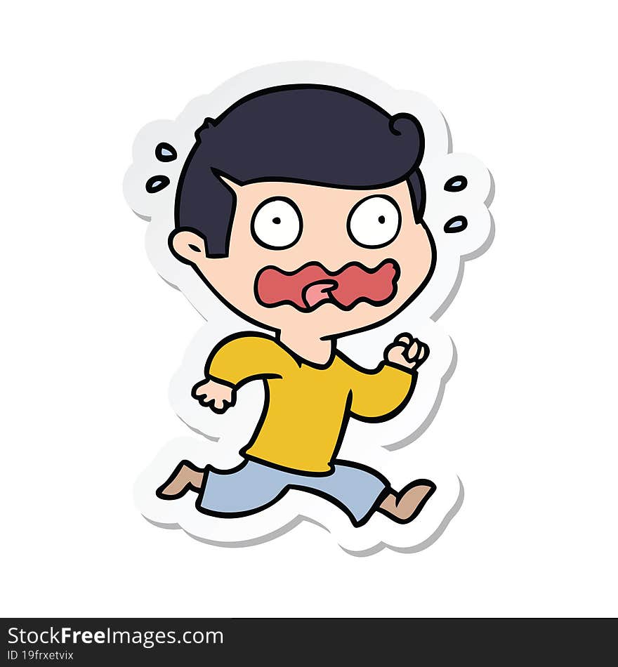 sticker of a cartoon man totally stressed out