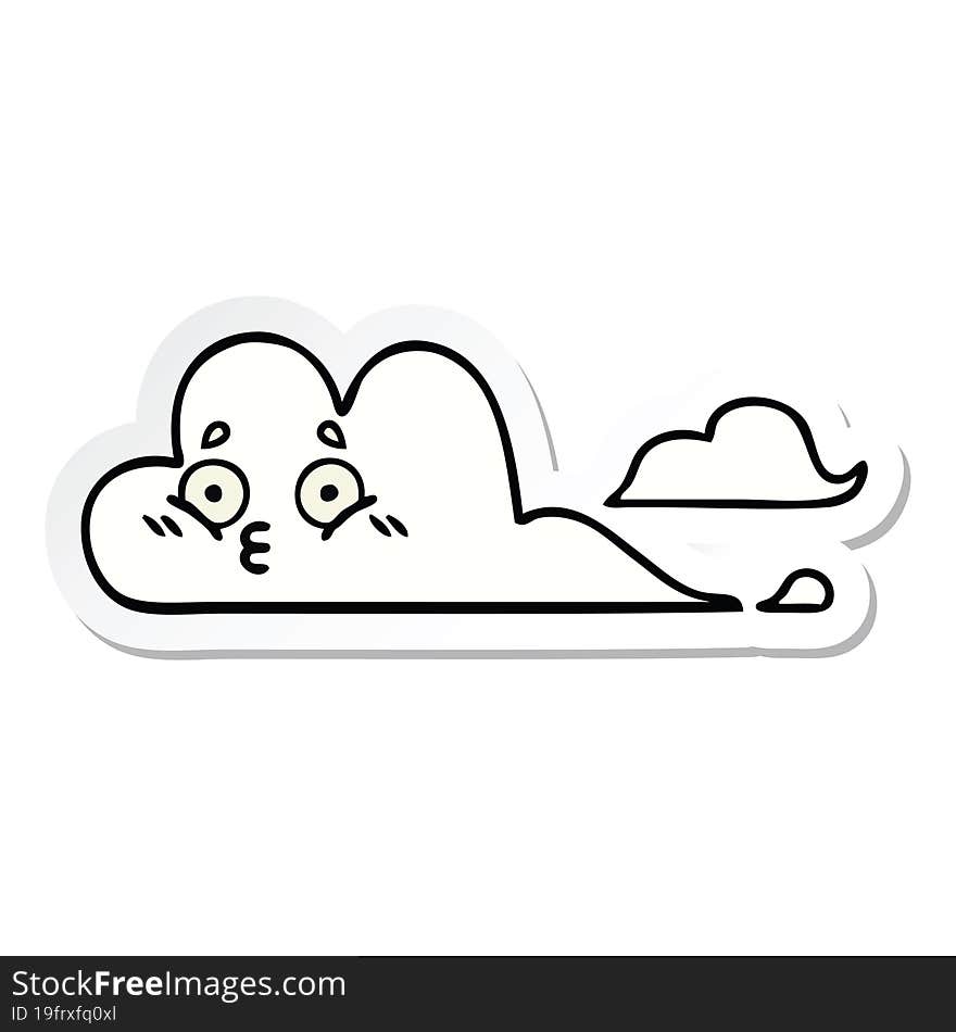 sticker of a cute cartoon white cloud