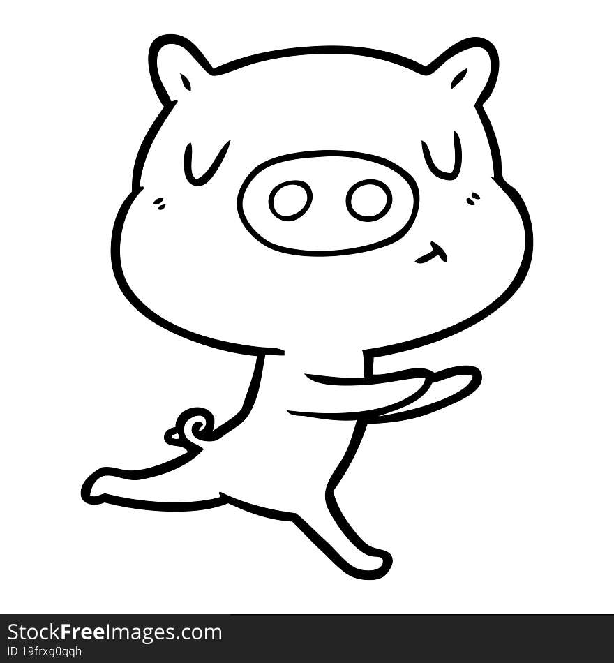 cartoon content pig running. cartoon content pig running