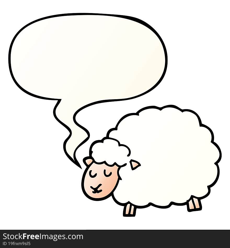 cartoon sheep and speech bubble in smooth gradient style