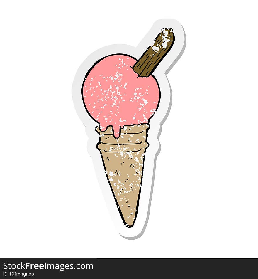 distressed sticker of a cartoon ice cream