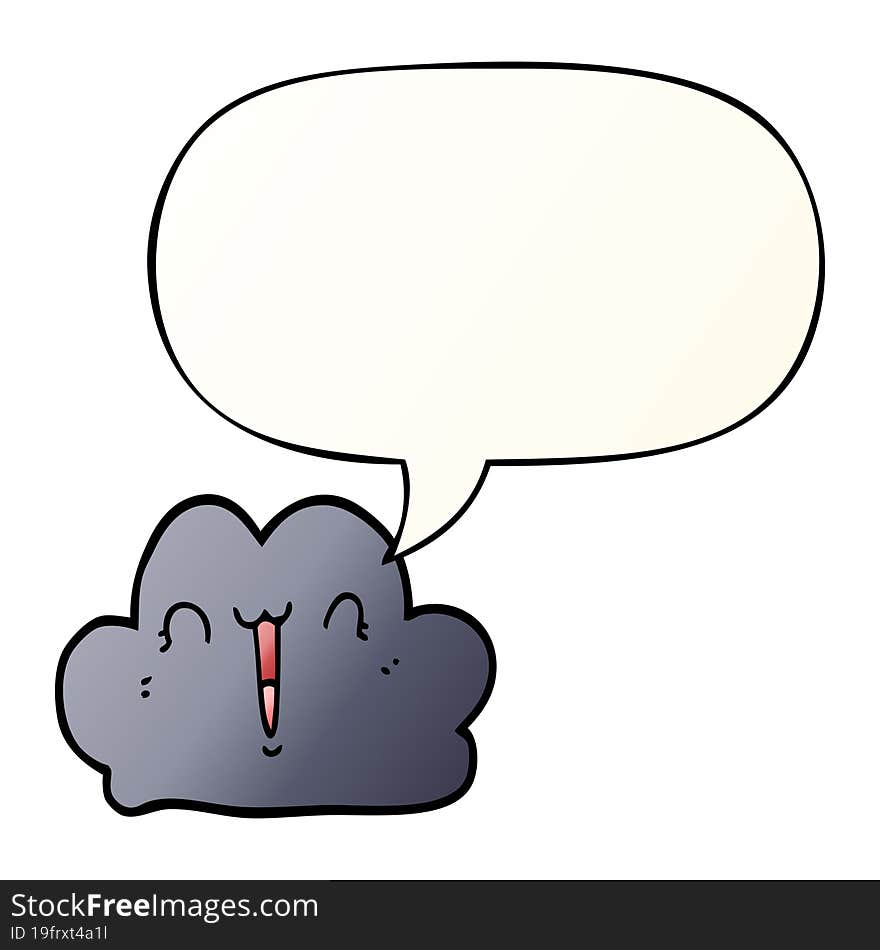 Cute Cartoon Cloud And Speech Bubble In Smooth Gradient Style