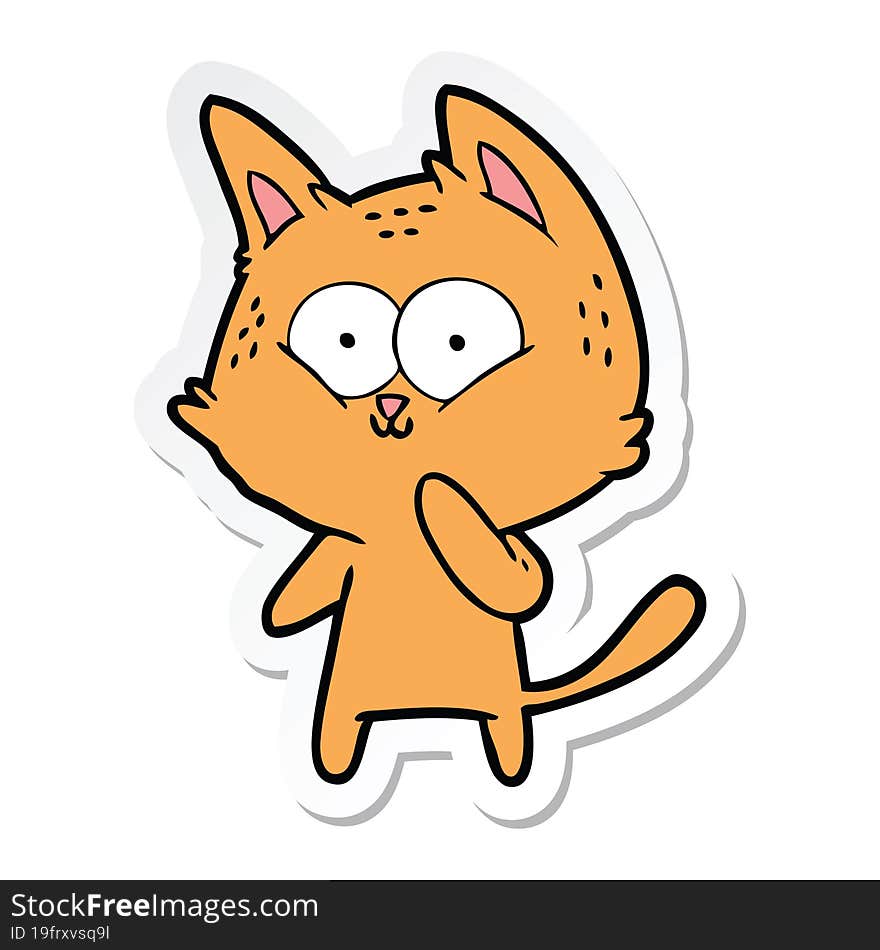 sticker of a cartoon cat considering