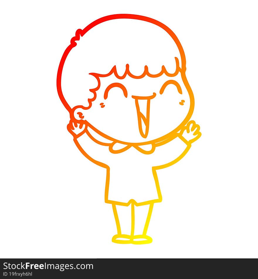 warm gradient line drawing of a cartoon happy man