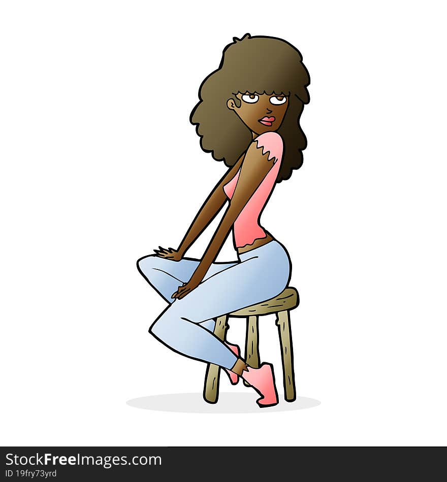 cartoon woman striking pose