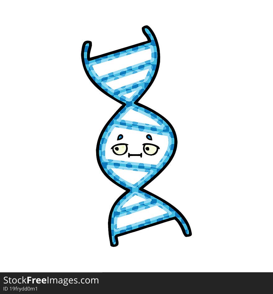 comic book style cartoon of a DNA strand