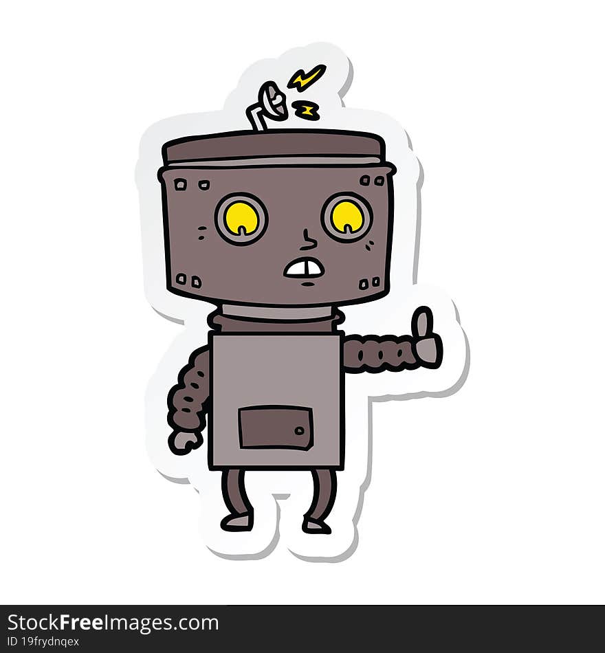 sticker of a cartoon robot