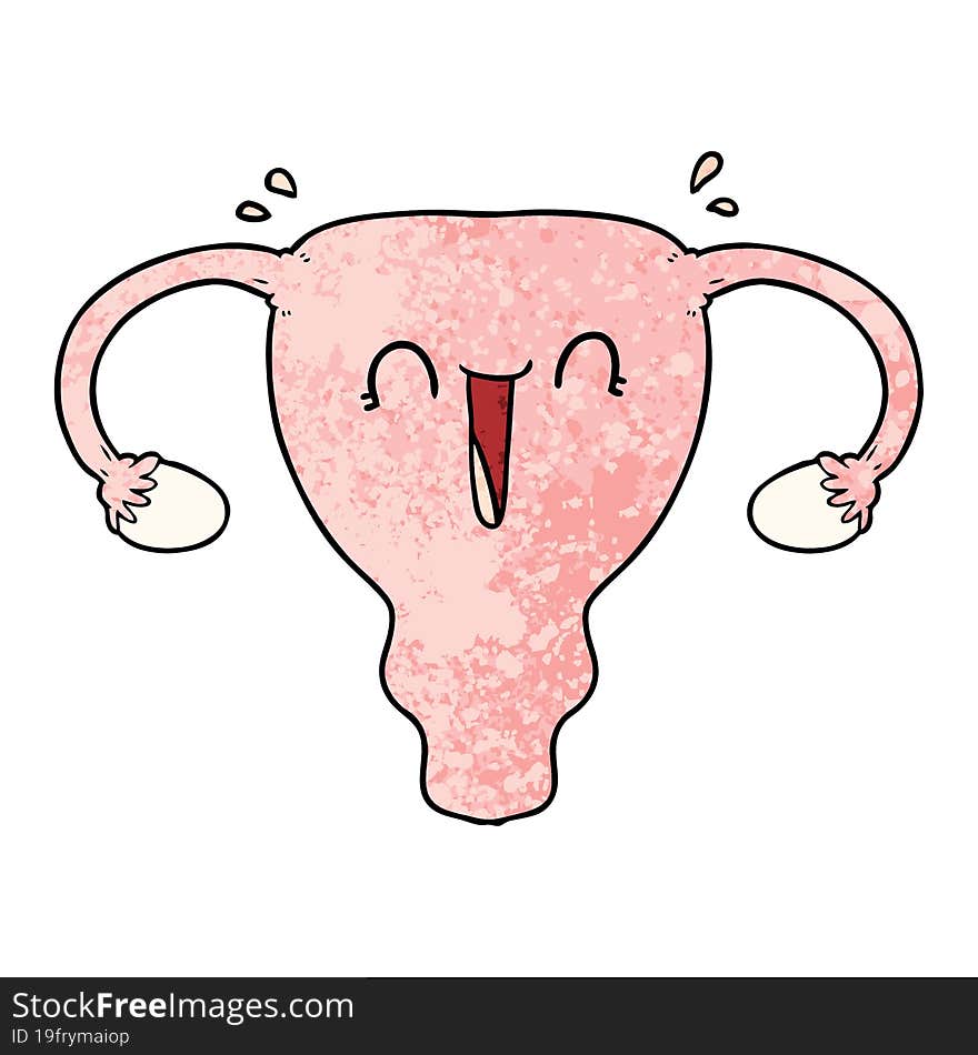 cartoon happy uterus. cartoon happy uterus