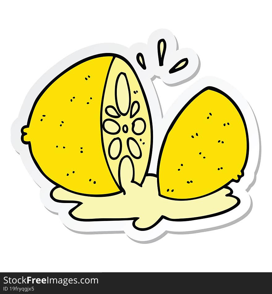 Sticker Of A Cartoon Cut Lemon