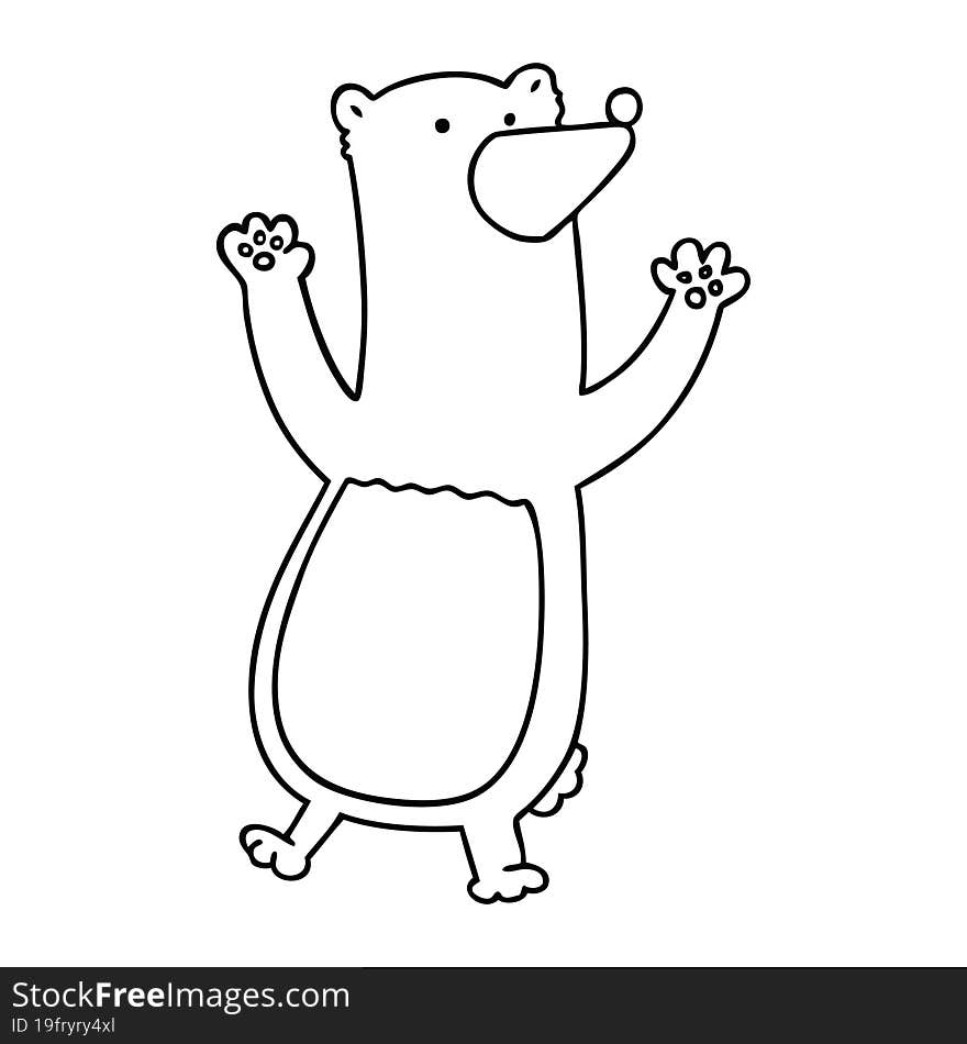 quirky line drawing cartoon bear