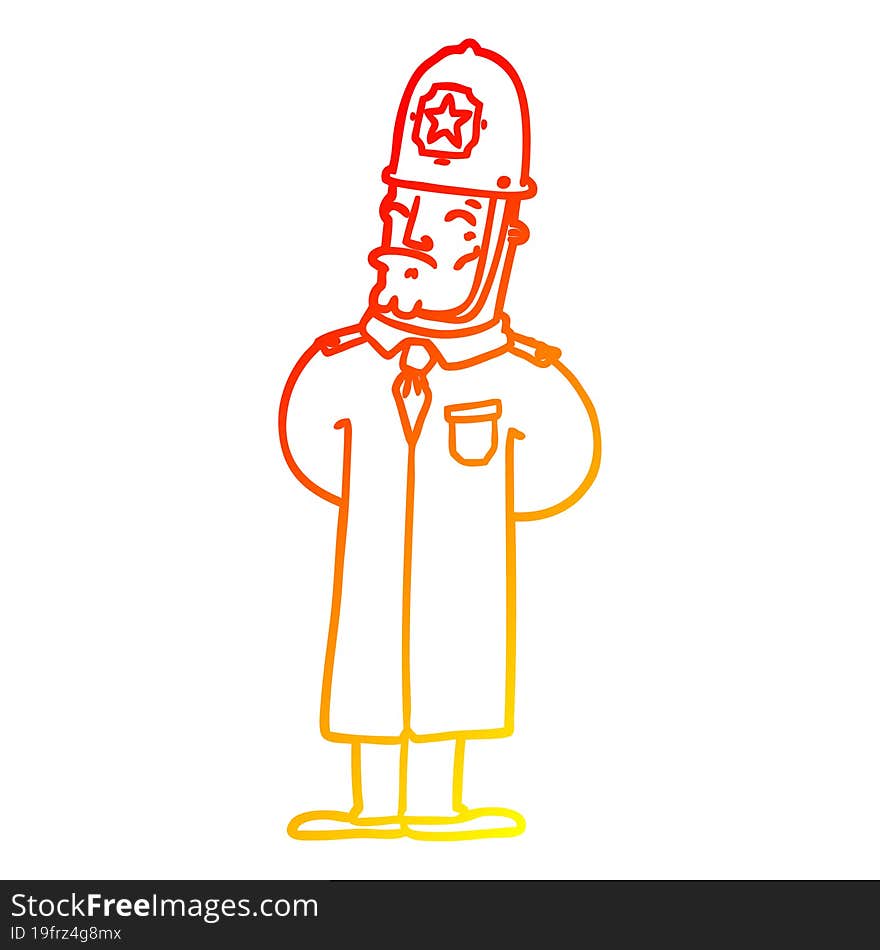 Warm Gradient Line Drawing Cartoon Policeman