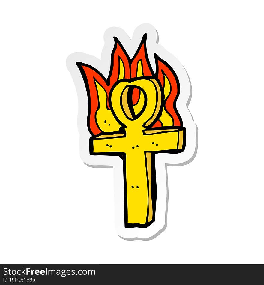 Sticker Of A Cartoon Ankh Symbol