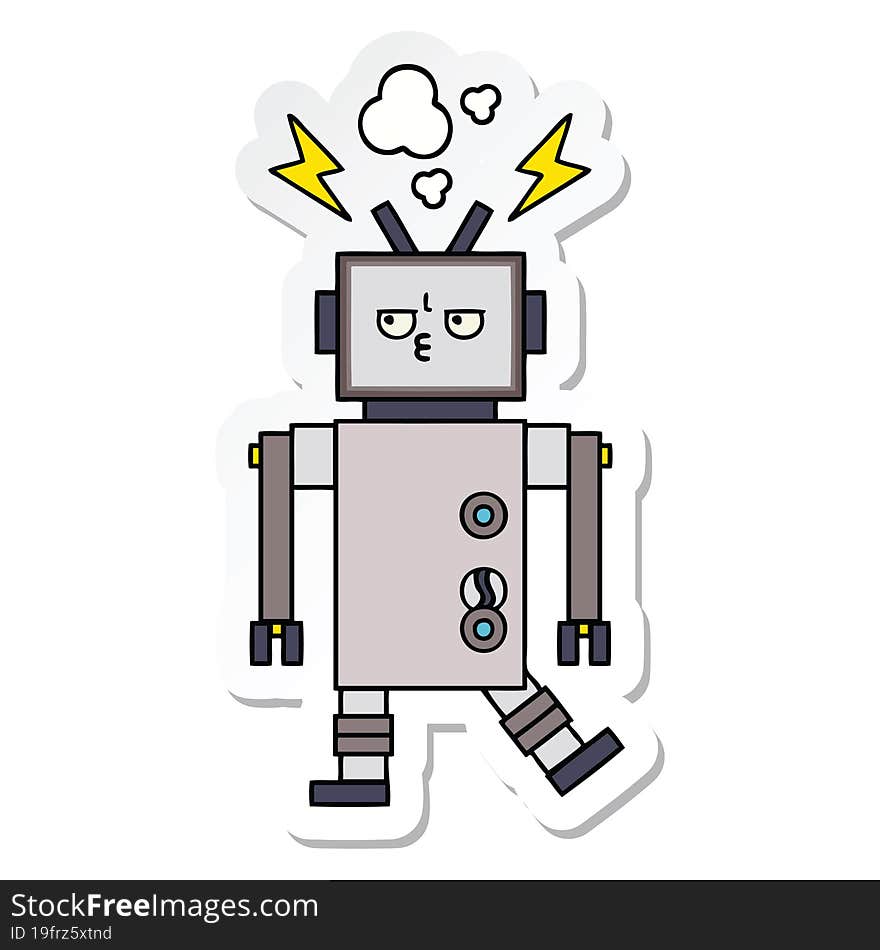 sticker of a cute cartoon robot