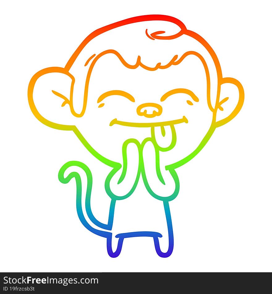 rainbow gradient line drawing funny cartoon monkey