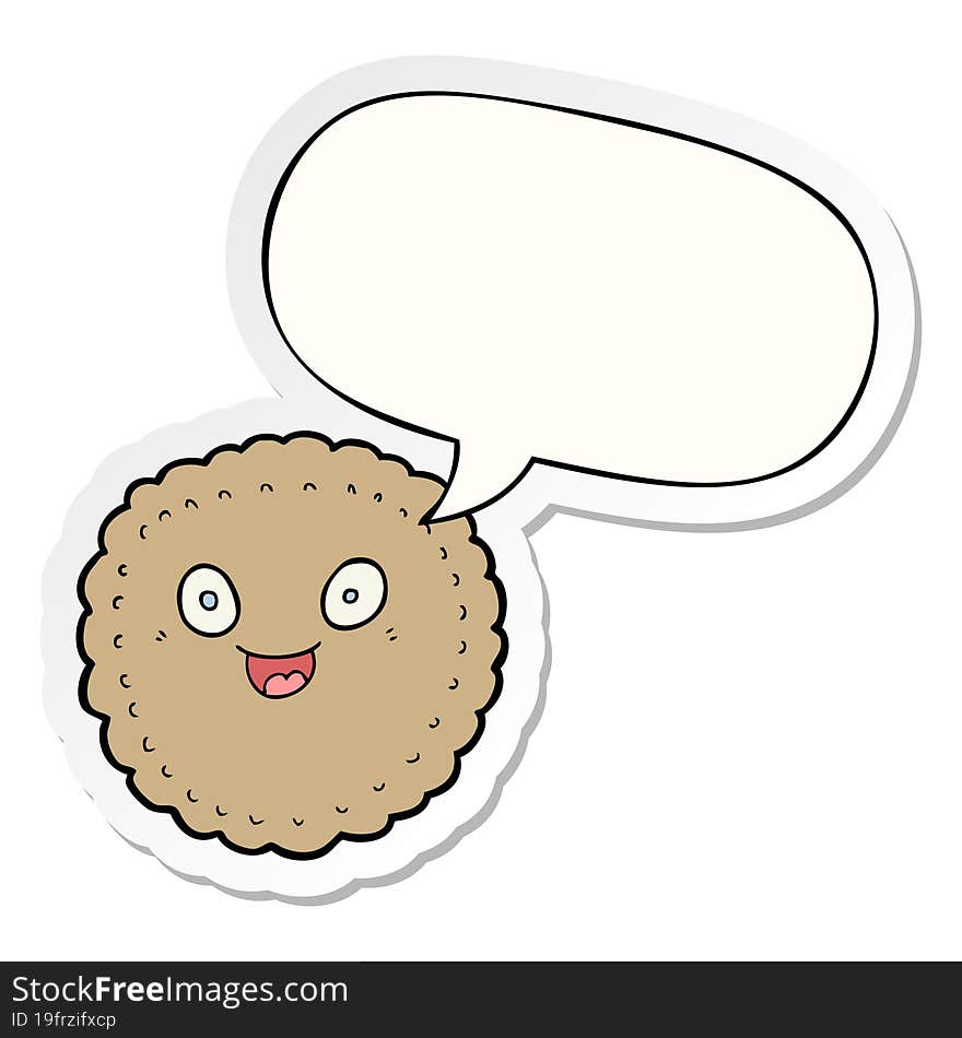 Cartoon Biscuit And Speech Bubble Sticker