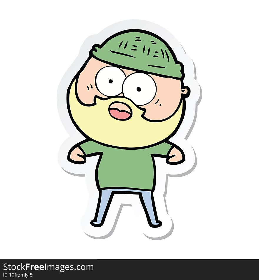 sticker of a cartoon surprised bearded man