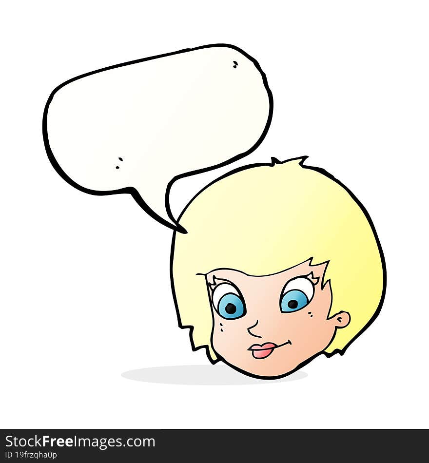 cartoon female face with speech bubble