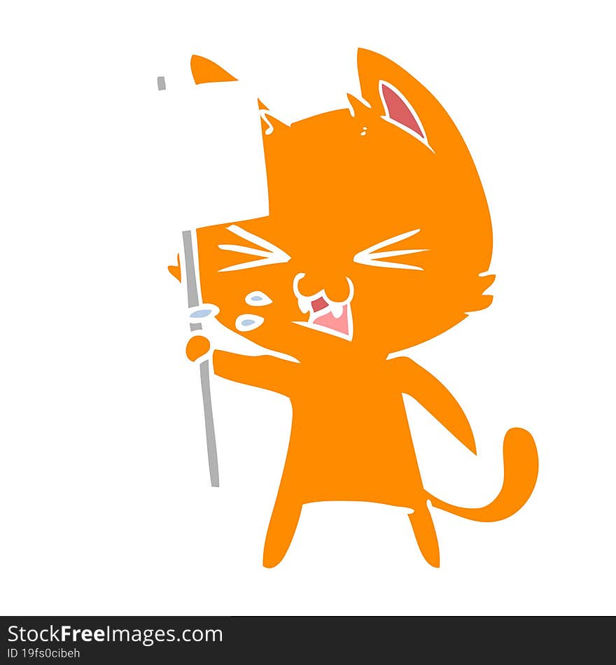 flat color style cartoon cat protesting