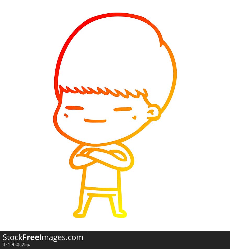 warm gradient line drawing cartoon smug boy