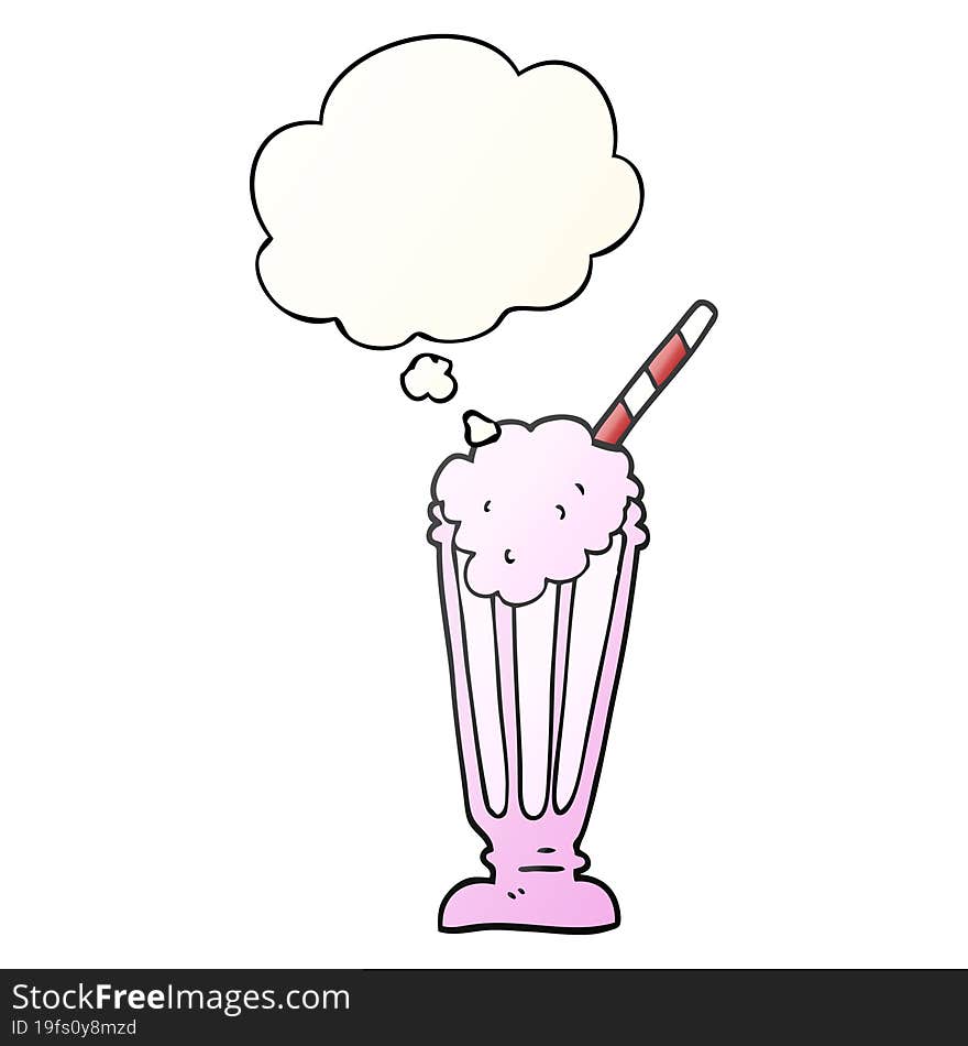 cartoon milkshake and thought bubble in smooth gradient style