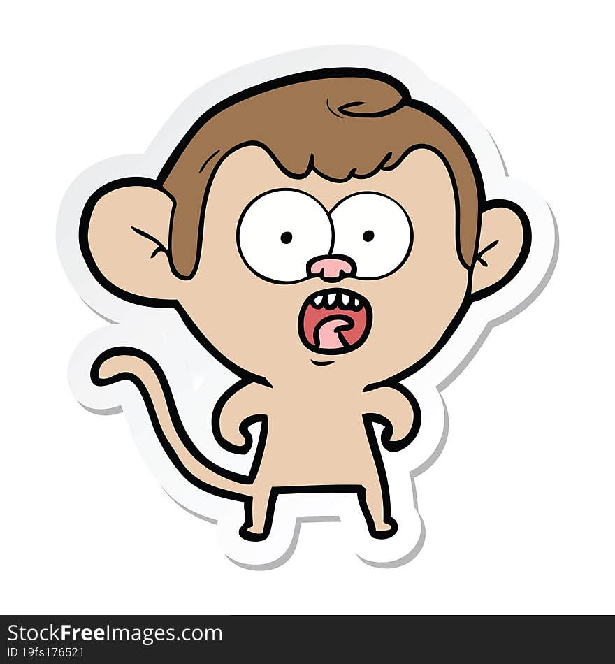 sticker of a cartoon shocked monkey