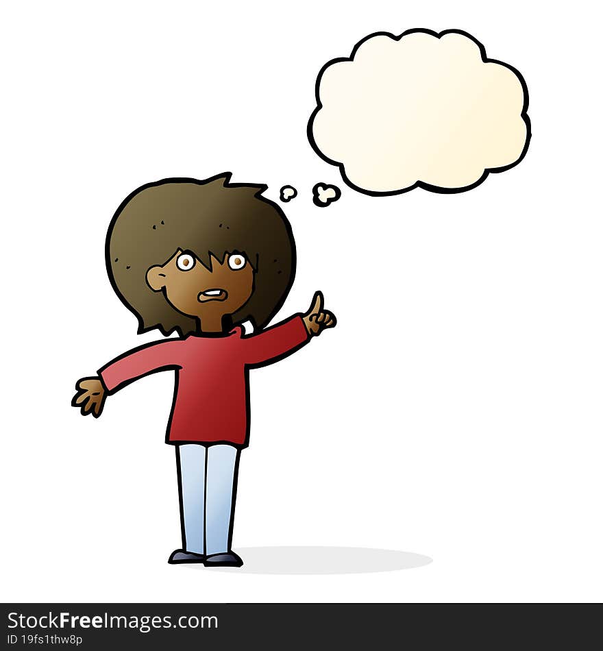 Cartoon Woman Asking Question With Thought Bubble