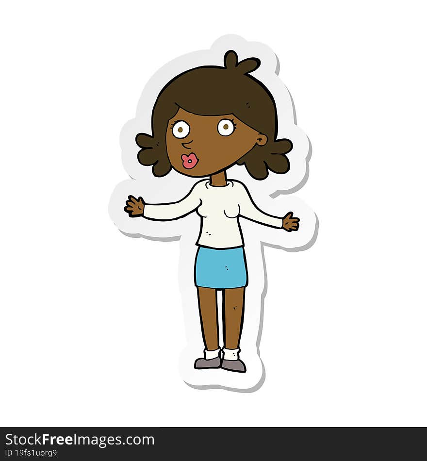 sticker of a cartoon confused woman