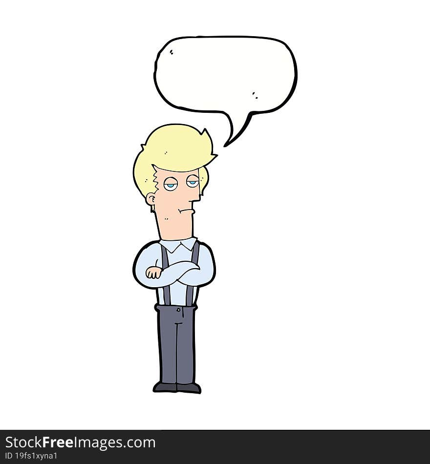 Cartoon Bored Man With Speech Bubble