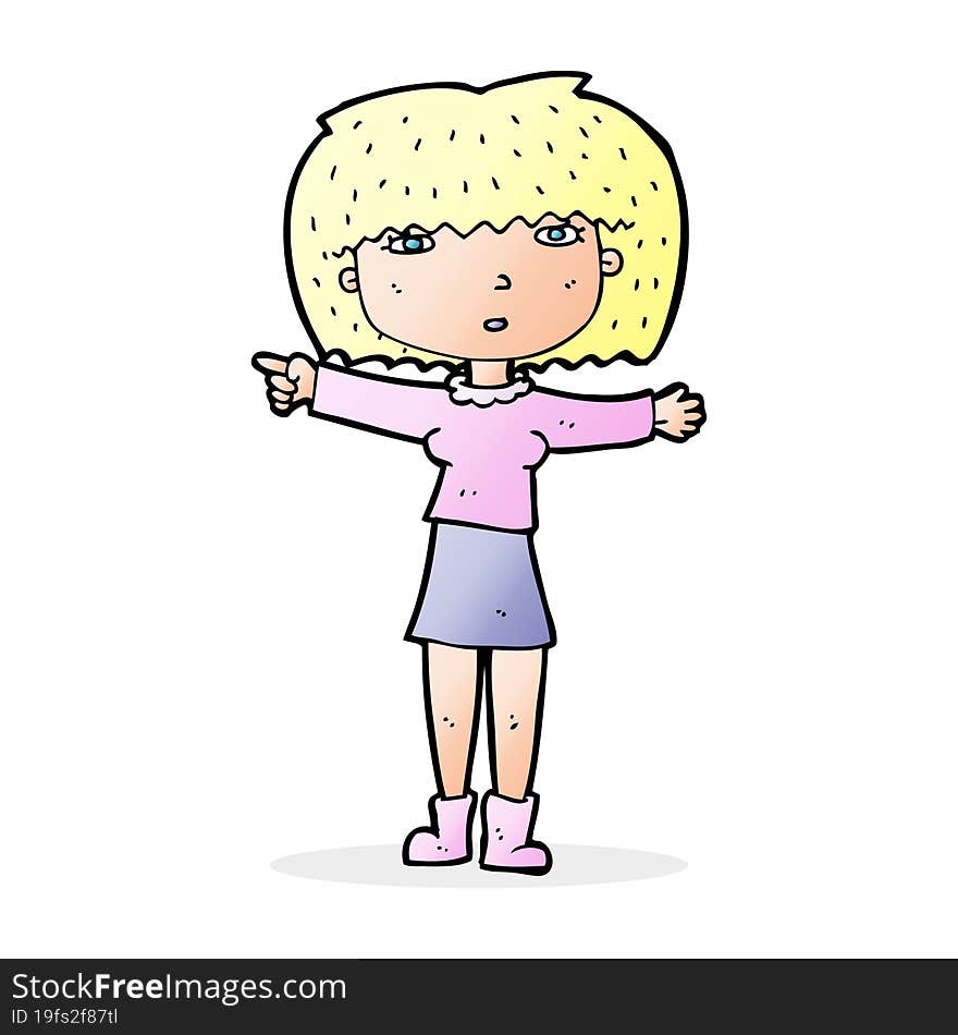 cartoon girl pointing