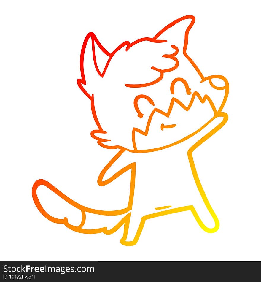 Warm Gradient Line Drawing Cartoon Friendly Fox