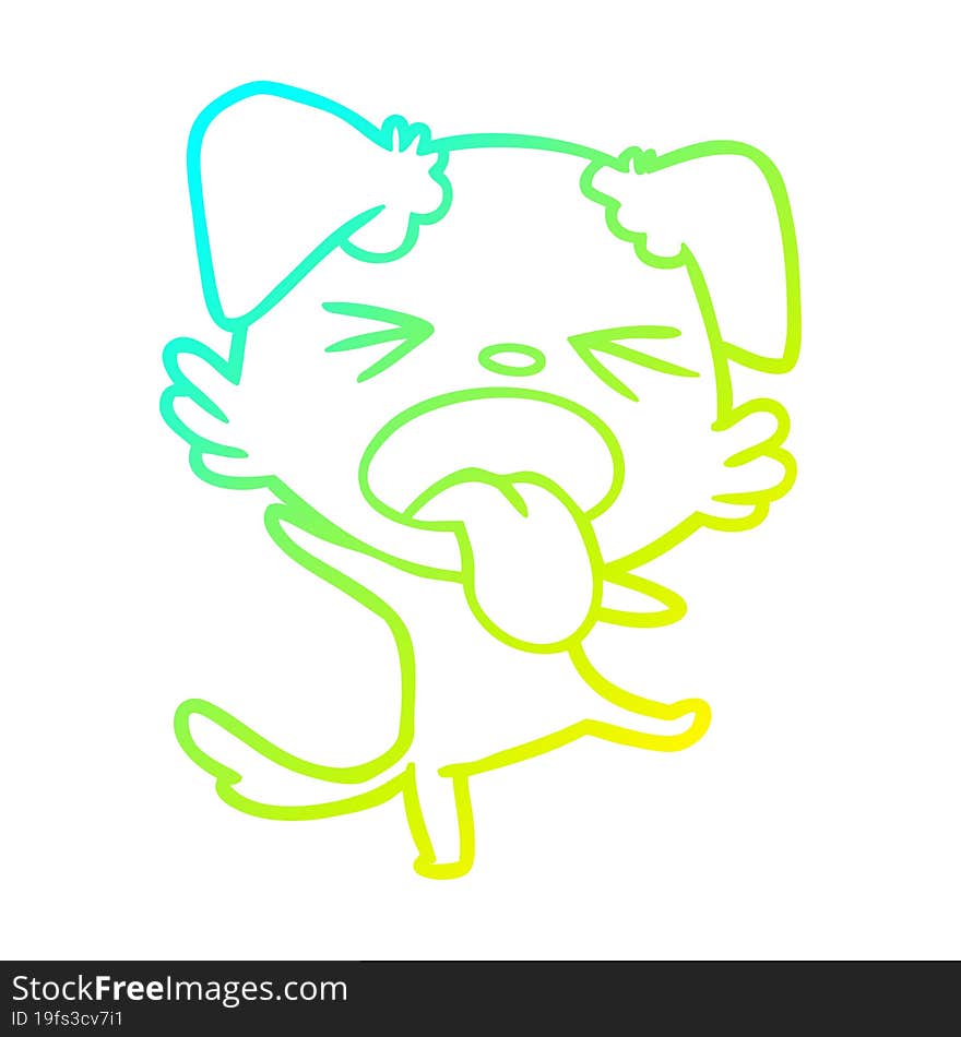 cold gradient line drawing of a cartoon disgusted dog