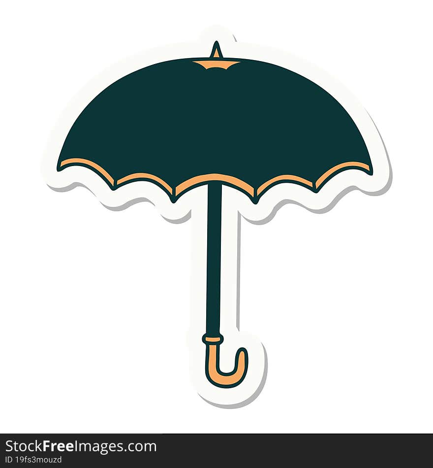 tattoo style sticker of an umbrella