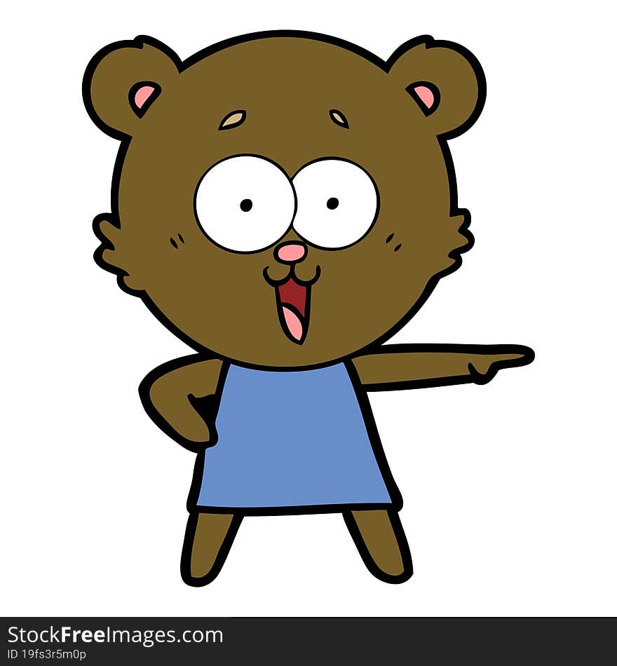 laughing pointing teddy bear cartoon. laughing pointing teddy bear cartoon