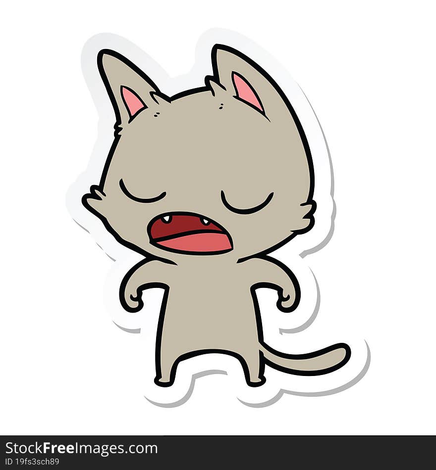 sticker of a talking cat cartoon