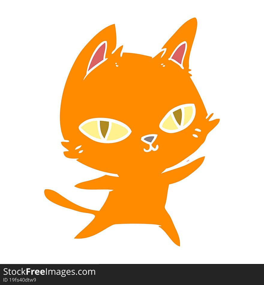 flat color style cartoon cat staring