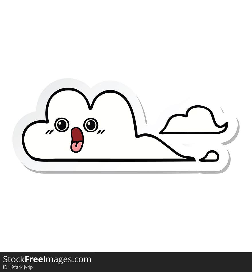 Sticker Of A Cute Cartoon Clouds