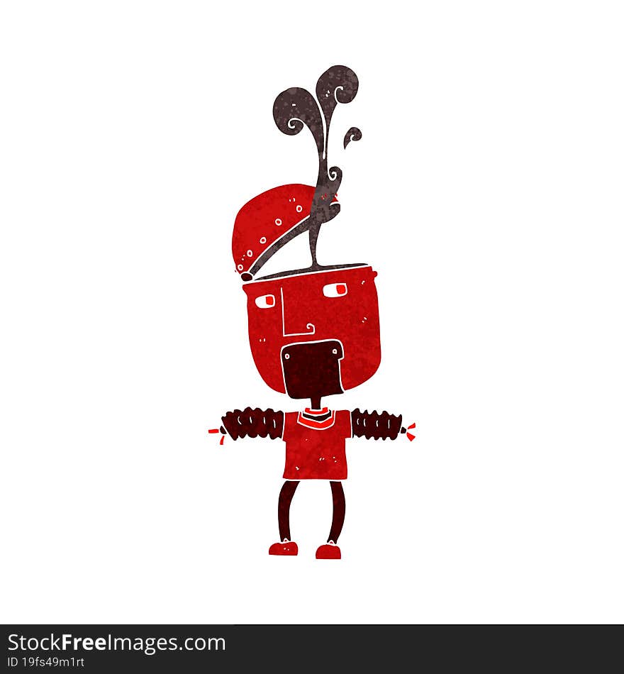 Funny Cartoon Robot With Open Head