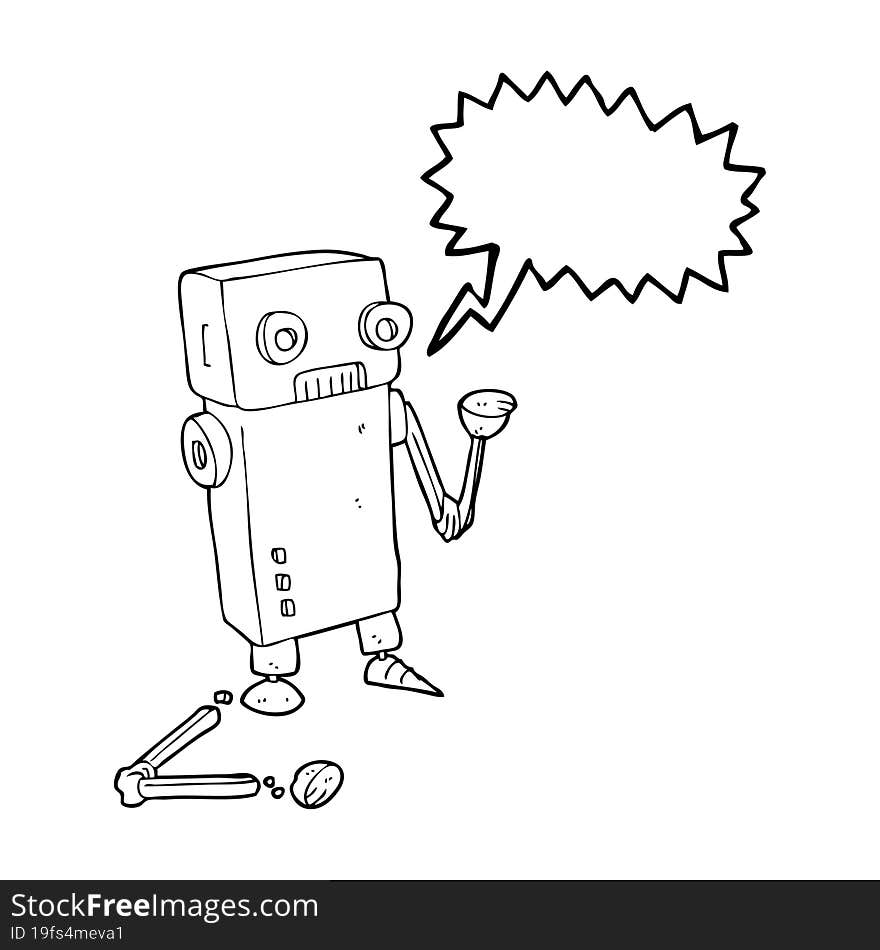 speech bubble cartoon broken robot