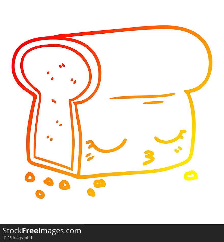 warm gradient line drawing of a cartoon loaf of bread