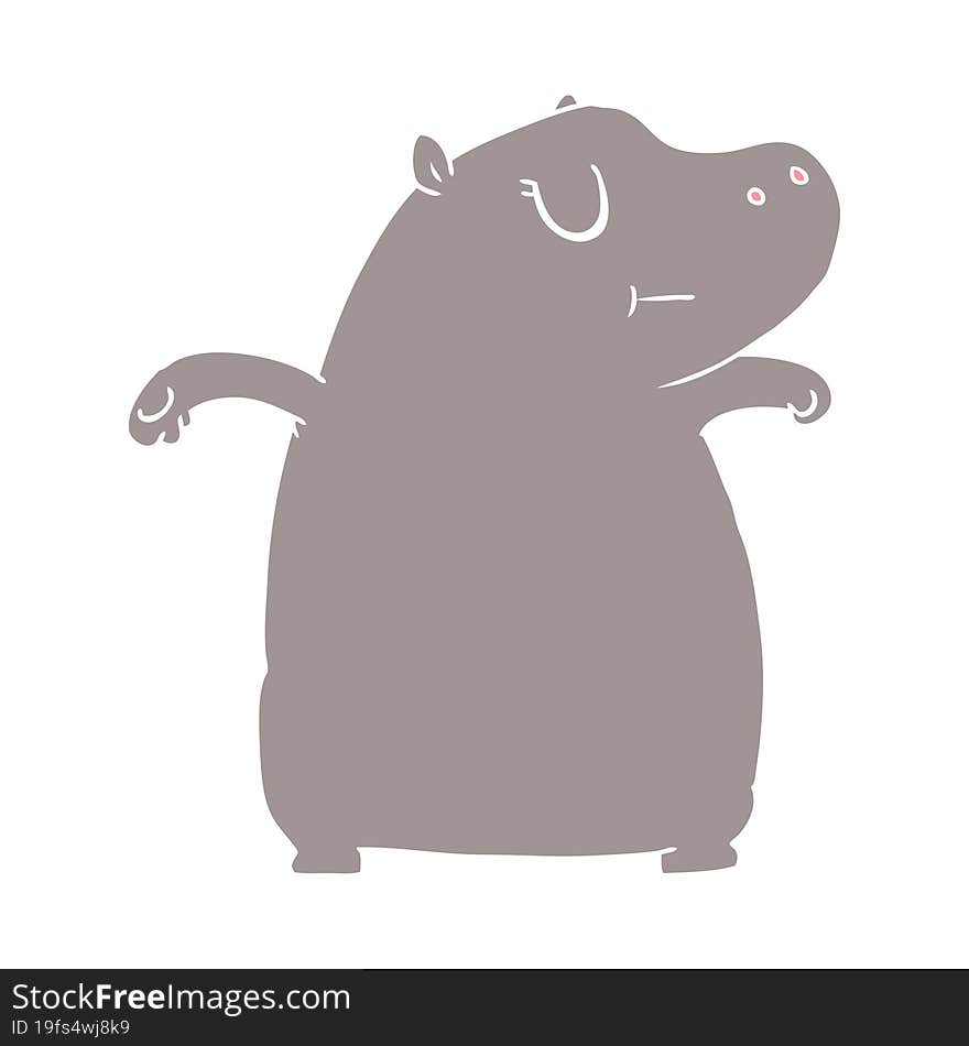 Flat Color Style Cartoon Hippo