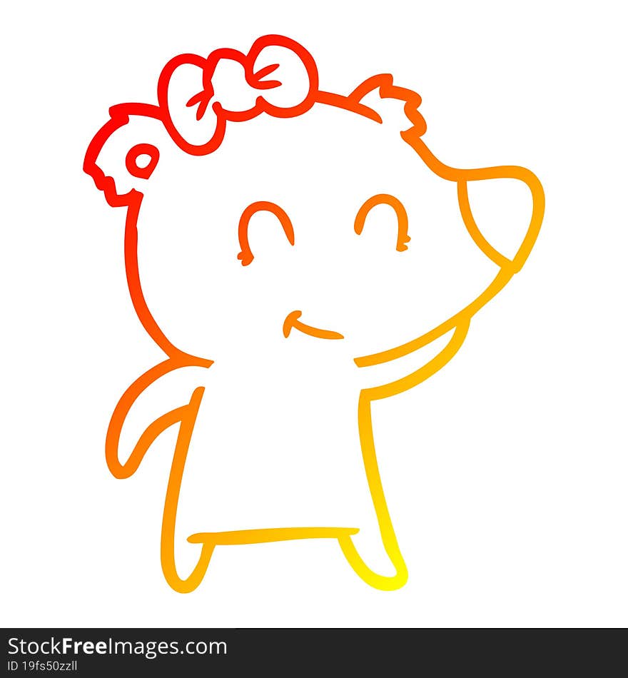 warm gradient line drawing female bear cartoon